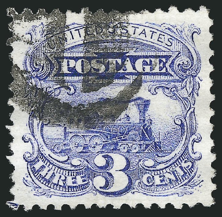 US Stamp Values Scott 114 - 3c 1869 Pictorial Locomotive. Robert Siegel Auction Galleries, Nov 2012, Sale 1034, Lot 123