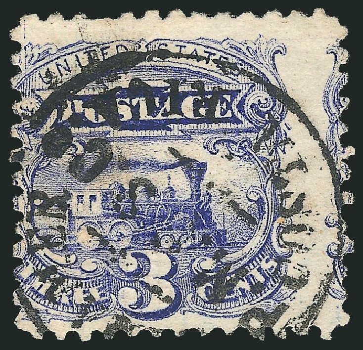 US Stamp Values Scott Catalogue # 114 - 1869 3c Pictorial Locomotive. Robert Siegel Auction Galleries, Nov 2013, Sale 1061, Lot 3533