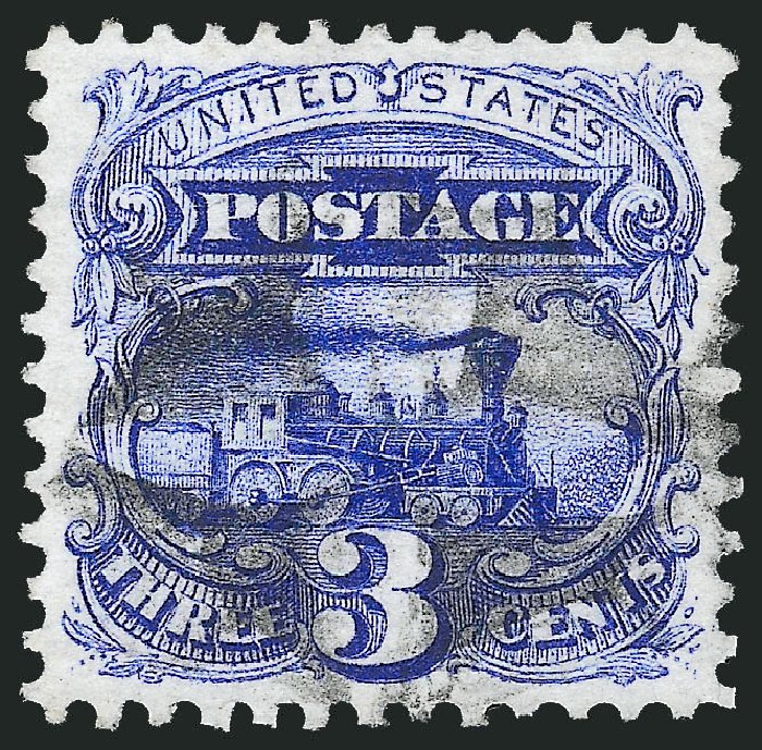 US Stamps Values Scott Catalog #114: 1869 3c Pictorial Locomotive. Robert Siegel Auction Galleries, Dec 2013, Sale 1062, Lot 303
