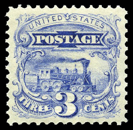 Cost of US Stamp Scott 114: 3c 1869 Pictorial Locomotive. Matthew Bennett International, Feb 2012, Sale 340, Lot 216