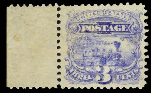 US Stamps Value Scott Catalogue #114: 1869 3c Pictorial Locomotive. Daniel Kelleher Auctions, Jan 2015, Sale 663, Lot 1336