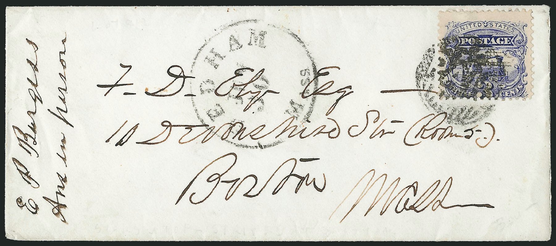 Costs of US Stamp Scott 114: 1869 3c Pictorial Locomotive. Robert Siegel Auction Galleries, Oct 2011, Sale 1013, Lot 186
