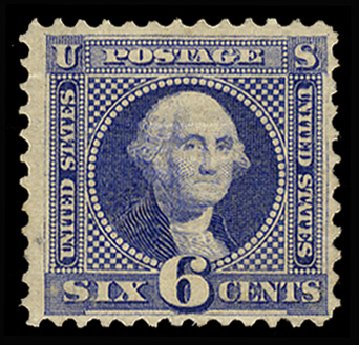 US Stamps Values Scott Catalogue #115 - 6c 1869 Pictorial Washington. Cherrystone Auctions, Mar 2014, Sale 201403, Lot 28