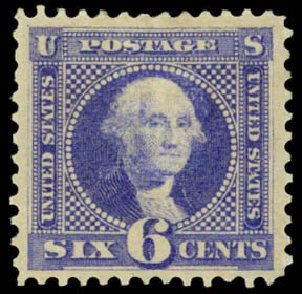 Cost of US Stamps Scott Catalogue 115: 1869 6c Pictorial Washington. Daniel Kelleher Auctions, May 2014, Sale 653, Lot 2098