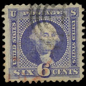 US Stamps Values Scott Cat. # 115: 1869 6c Pictorial Washington. Daniel Kelleher Auctions, Oct 2012, Sale 632, Lot 1025