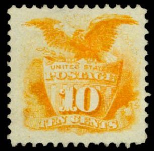 Prices of US Stamp Scott # 116: 10c 1869 Pictorial Shield Eagle. Daniel Kelleher Auctions, Sep 2014, Sale 655, Lot 257