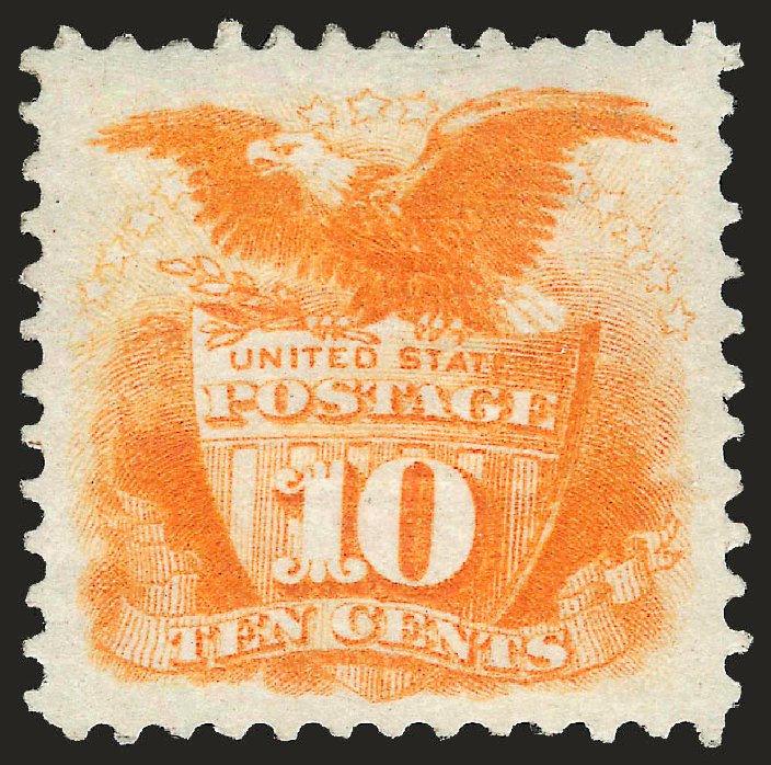 Costs of US Stamps Scott Catalogue #116: 1869 10c Pictorial Shield Eagle. Robert Siegel Auction Galleries, Jun 2010, Sale 989, Lot 127
