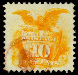 Costs of US Stamps Scott Cat. #116: 1869 10c Pictorial Shield Eagle. Daniel Kelleher Auctions, Mar 2013, Sale 635, Lot 298