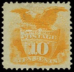 US Stamps Prices Scott Cat. 116: 1869 10c Pictorial Shield Eagle. H.R. Harmer, Jun 2015, Sale 3007, Lot 3189
