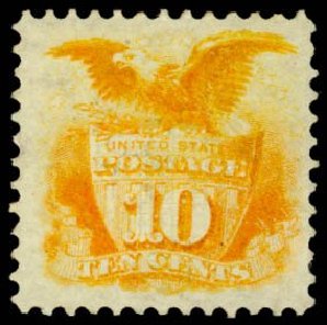 Value of US Stamps Scott Catalogue #116: 10c 1869 Pictorial Shield Eagle. Daniel Kelleher Auctions, May 2014, Sale 653, Lot 2099