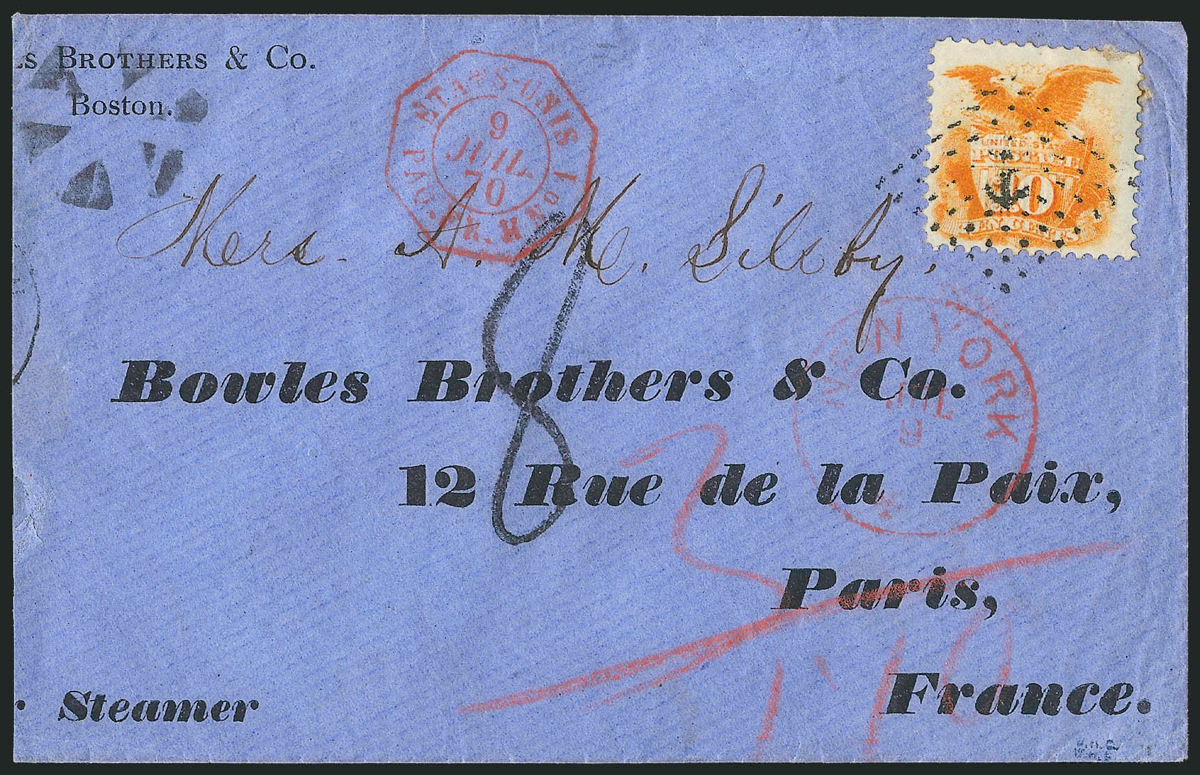 Values of US Stamps Scott Cat. #116: 10c 1869 Pictorial Shield Eagle. Robert Siegel Auction Galleries, Mar 2012, Sale 1021, Lot 309