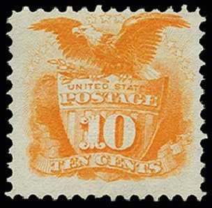 Values of US Stamp Scott Catalogue #116: 1869 10c Pictorial Shield Eagle. H.R. Harmer, Jun 2013, Sale 3003, Lot 1110