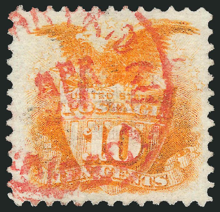 Cost of US Stamp Scott Catalogue 116: 1869 10c Pictorial Shield Eagle. Robert Siegel Auction Galleries, Dec 2013, Sale 1062, Lot 310