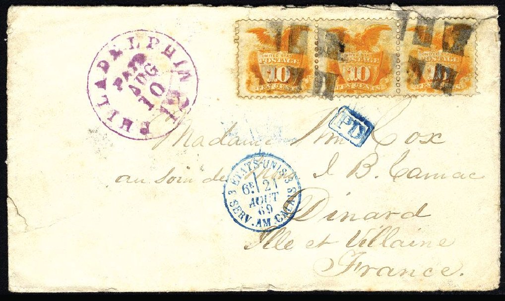 US Stamps Price Scott Catalog # 116: 1869 10c Pictorial Shield Eagle. Cherrystone Auctions, Mar 2008, Sale 200803, Lot 141