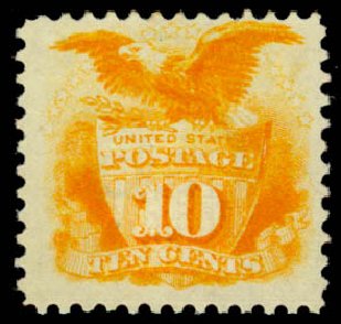 Value of US Stamps Scott Cat. # 116: 10c 1869 Pictorial Shield Eagle. Daniel Kelleher Auctions, Jan 2015, Sale 663, Lot 1341