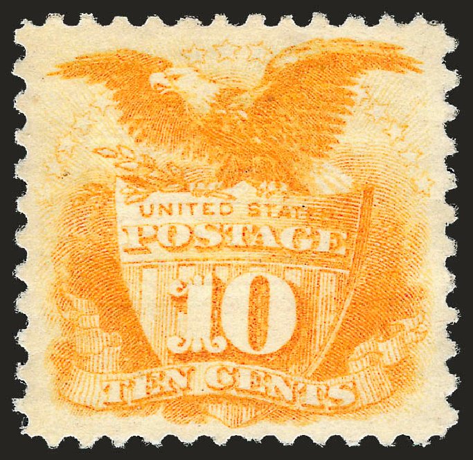 Values of US Stamps Scott Cat. 116: 10c 1869 Pictorial Shield Eagle. Robert Siegel Auction Galleries, Jun 2009, Sale 975, Lot 1351