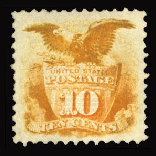 US Stamps Values Scott # 116 - 10c 1869 Pictorial Shield Eagle. Cherrystone Auctions, Jun 2012, Sale 201206, Lot 65