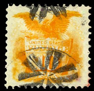Value of US Stamps Scott Catalog #116 - 1869 10c Pictorial Shield Eagle. Daniel Kelleher Auctions, Dec 2012, Sale 633, Lot 405