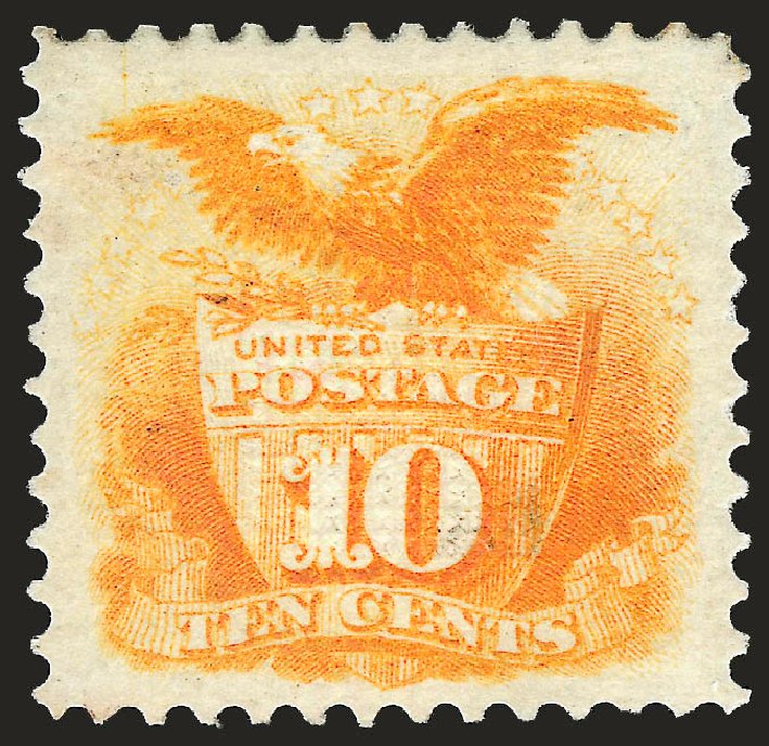 Value of US Stamps Scott Catalog #116: 10c 1869 Pictorial Shield Eagle. Robert Siegel Auction Galleries, Jan 2009, Sale 968, Lot 145