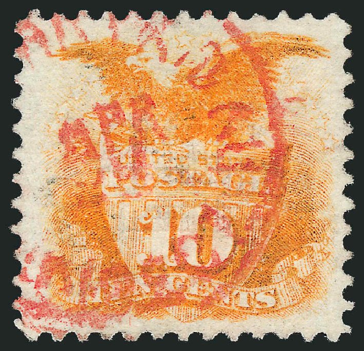 US Stamp Values Scott Cat. #116: 1869 10c Pictorial Shield Eagle. Robert Siegel Auction Galleries, Sep 2009, Sale 976, Lot 1445