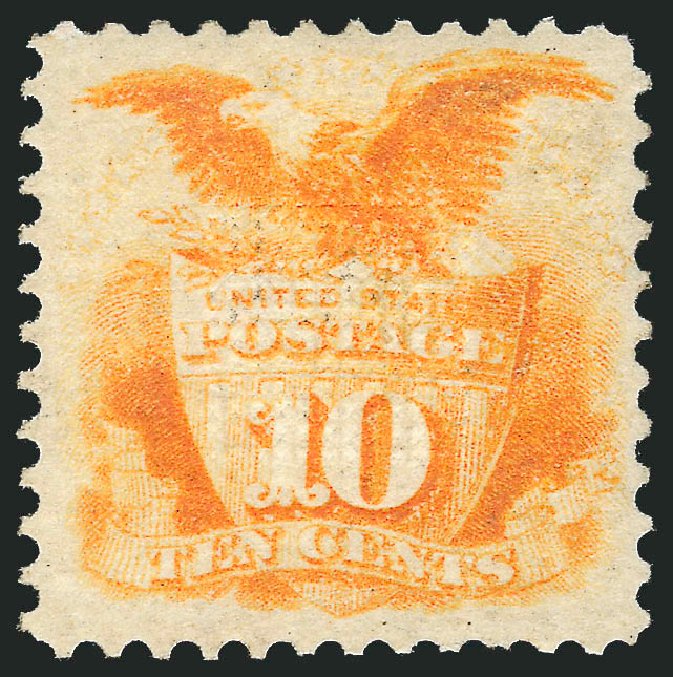 US Stamps Values Scott Cat. # 116 - 1869 10c Pictorial Shield Eagle. Robert Siegel Auction Galleries, Apr 2010, Sale 984, Lot 385