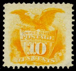 Cost of US Stamp Scott Catalog 116 - 1869 10c Pictorial Shield Eagle. Daniel Kelleher Auctions, Apr 2013, Sale 636, Lot 132