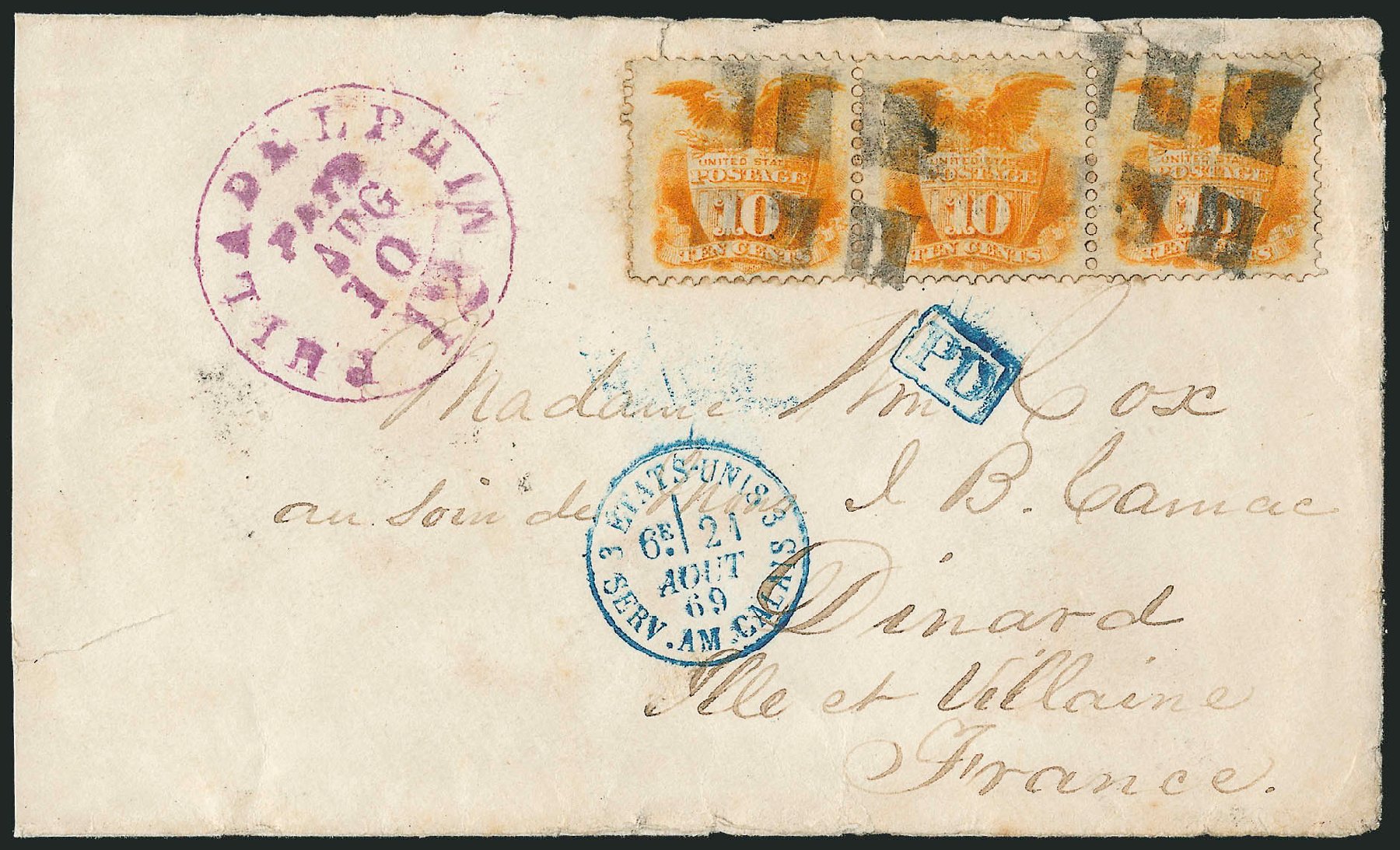US Stamp Price Scott Catalog 116: 1869 10c Pictorial Shield Eagle. Robert Siegel Auction Galleries, Mar 2011, Sale 1004, Lot 122