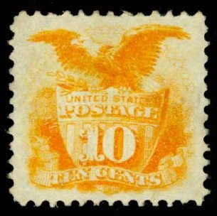 Costs of US Stamps Scott 116 - 1869 10c Pictorial Shield Eagle. Daniel Kelleher Auctions, Apr 2013, Sale 636, Lot 133
