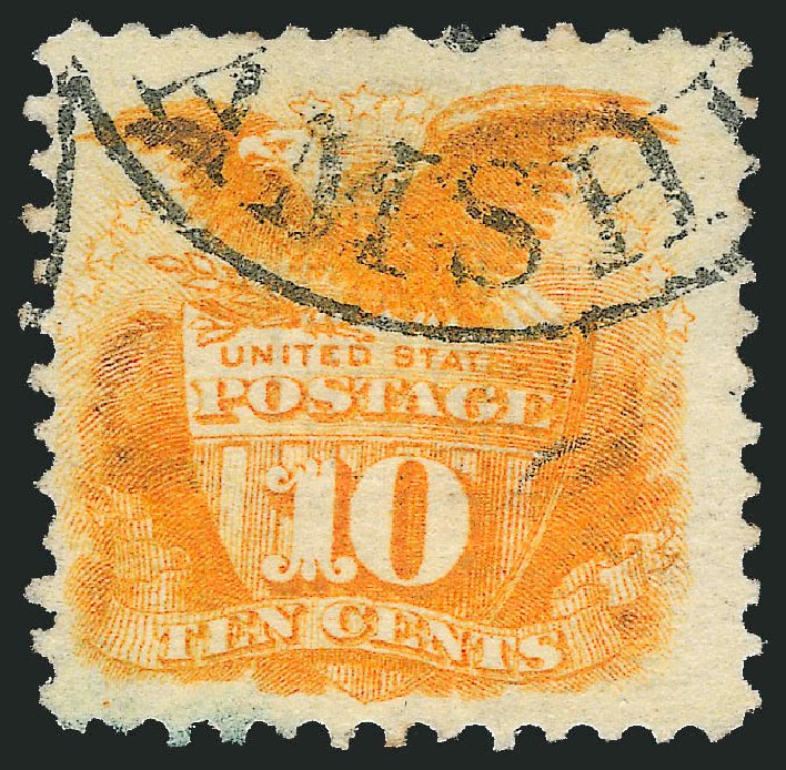 Values of US Stamps Scott Catalogue #116 - 1869 10c Pictorial Shield Eagle. Robert Siegel Auction Galleries, Mar 2012, Sale 1019, Lot 453