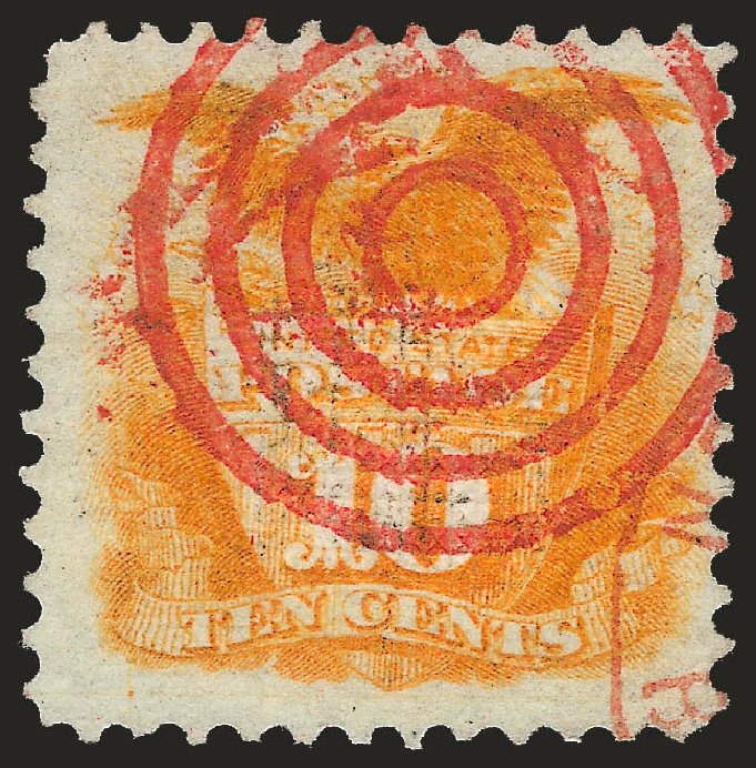 US Stamps Values Scott 116: 1869 10c Pictorial Shield Eagle. Robert Siegel Auction Galleries, Apr 2010, Sale 984, Lot 393