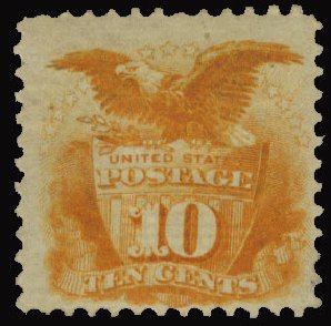 Values of US Stamp Scott Catalogue 116 - 10c 1869 Pictorial Shield Eagle. Cherrystone Auctions, Jun 2012, Sale 201206, Lot 66