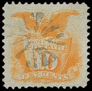 Values of US Stamps Scott Catalogue #116: 10c 1869 Pictorial Shield Eagle. H.R. Harmer, Oct 2014, Sale 3006, Lot 1166