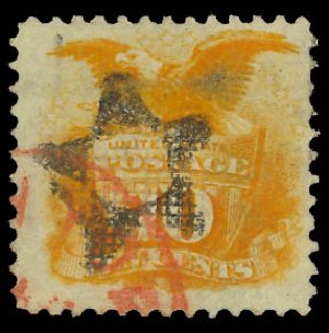 Prices of US Stamps Scott Catalogue #116 - 1869 10c Pictorial Shield Eagle. Daniel Kelleher Auctions, Apr 2012, Sale 629, Lot 206