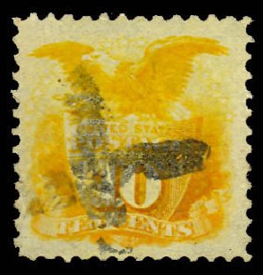 Value of US Stamp Scott 116 - 10c 1869 Pictorial Shield Eagle. Daniel Kelleher Auctions, Dec 2012, Sale 633, Lot 406