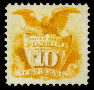 US Stamp Price Scott Catalog 116 - 10c 1869 Pictorial Shield Eagle. Daniel Kelleher Auctions, Mar 2013, Sale 635, Lot 296