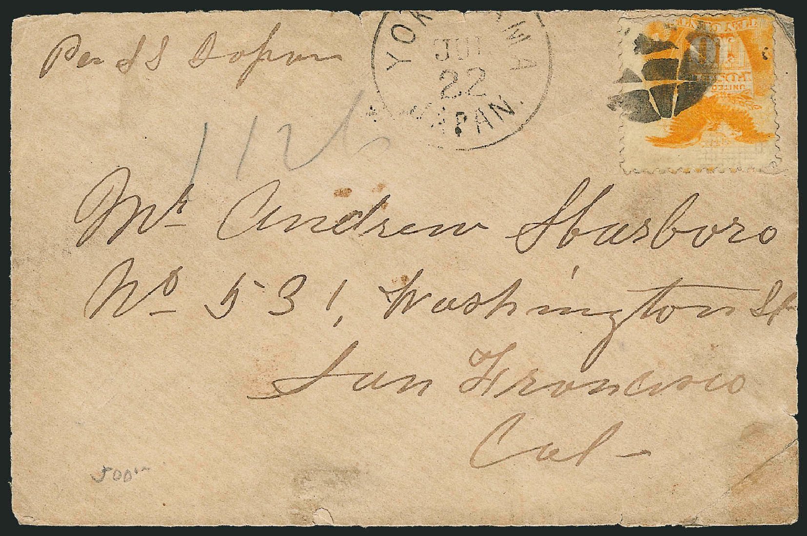 US Stamp Values Scott Catalogue 116 - 10c 1869 Pictorial Shield Eagle. Robert Siegel Auction Galleries, Jun 2012, Sale 1025, Lot 156