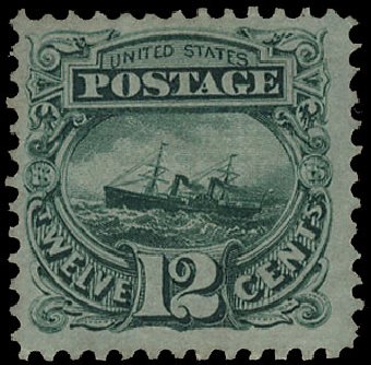 US Stamp Values Scott 117 - 1869 12c Pictorial S.S. Adriatic. Cherrystone Auctions, Apr 2010, Sale 201004, Lot 147