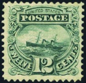 Value of US Stamp Scott Catalogue # 117: 12c 1869 Pictorial S.S. Adriatic. Harmer-Schau Auction Galleries, Aug 2012, Sale 94, Lot 1187