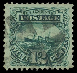 Value of US Stamps Scott Catalogue # 117: 12c 1869 Pictorial S.S. Adriatic. Daniel Kelleher Auctions, Jul 2011, Sale 625, Lot 747