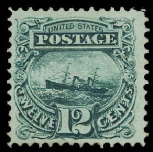 Values of US Stamp Scott Cat. 117 - 12c 1869 Pictorial S.S. Adriatic. Daniel Kelleher Auctions, Jun 2012, Sale 630, Lot 1337