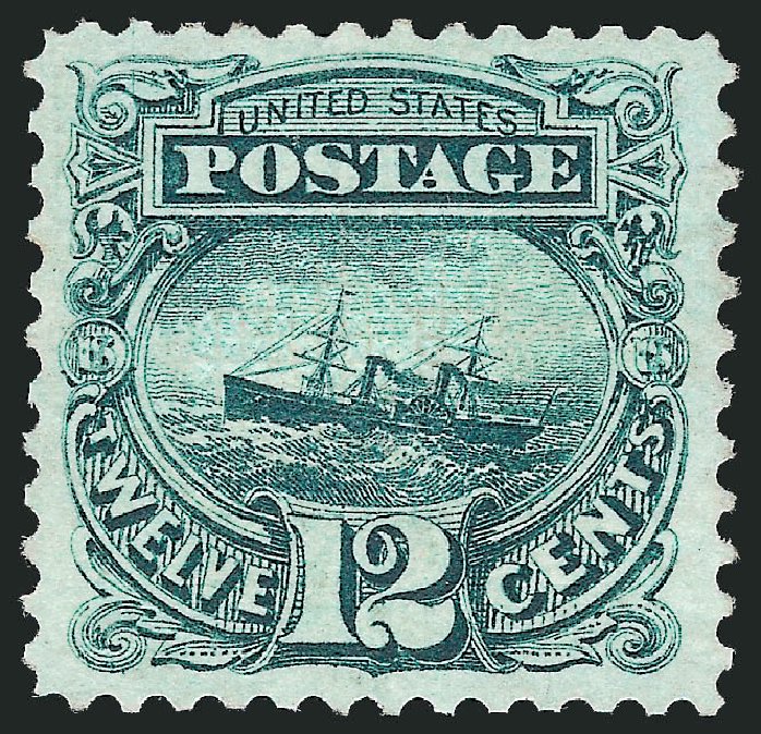 US Stamps Values Scott Cat. 117 - 1869 12c Pictorial S.S. Adriatic. Robert Siegel Auction Galleries, Oct 2011, Sale 1013, Lot 137