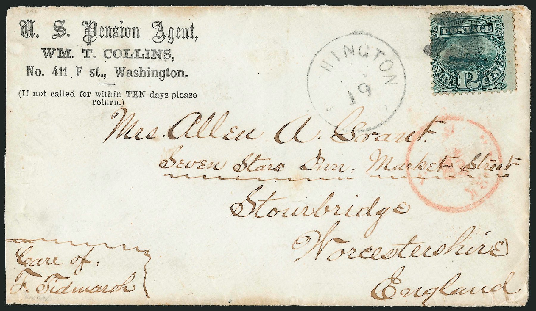 Value of US Stamp Scott Catalog 117: 12c 1869 Pictorial S.S. Adriatic. Robert Siegel Auction Galleries, Oct 2011, Sale 1013, Lot 207