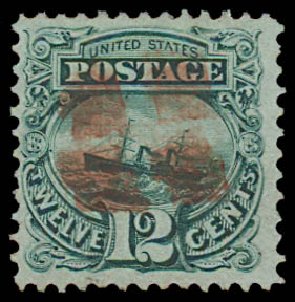 Price of US Stamp Scott Cat. # 117 - 1869 12c Pictorial S.S. Adriatic. Daniel Kelleher Auctions, Jul 2011, Sale 625, Lot 748