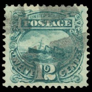 Costs of US Stamps Scott Catalogue # 117: 12c 1869 Pictorial S.S. Adriatic. Daniel Kelleher Auctions, Sep 2014, Sale 655, Lot 258
