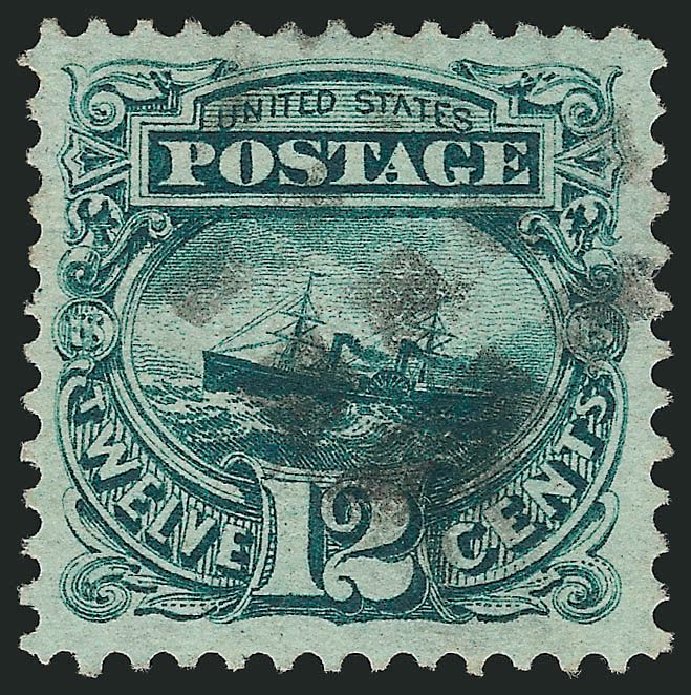 Cost of US Stamps Scott 117 - 1869 12c Pictorial S.S. Adriatic. Robert Siegel Auction Galleries, Jul 2014, Sale 1077, Lot 118