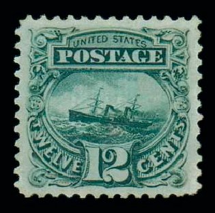 US Stamps Value Scott Cat. # 117 - 1869 12c Pictorial S.S. Adriatic. Matthew Bennett International, Oct 2007, Sale 322, Lot 2039