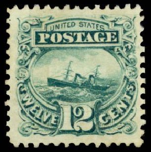 Cost of US Stamps Scott Catalog # 117 - 12c 1869 Pictorial S.S. Adriatic. Daniel Kelleher Auctions, Dec 2014, Sale 661, Lot 119
