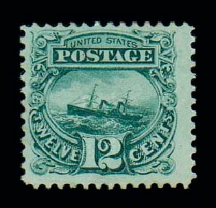 Value of US Stamps Scott Cat. #117: 1869 12c Pictorial S.S. Adriatic. Matthew Bennett International, Jun 2007, Sale 319, Lot 1160