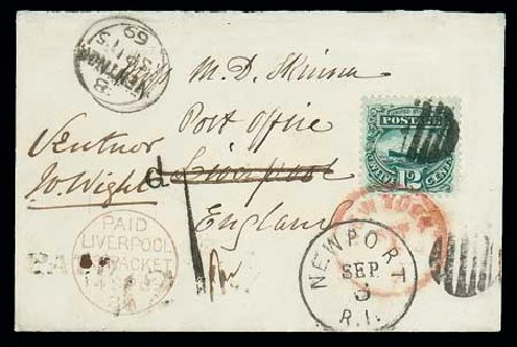 Price of US Stamps Scott Catalogue # 117 - 1869 12c Pictorial S.S. Adriatic. Matthew Bennett International, Dec 2007, Sale 323, Lot 300