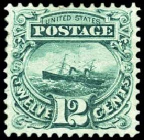 Value of US Stamps Scott Catalog 117: 12c 1869 Pictorial S.S. Adriatic. Harmer-Schau Auction Galleries, Oct 2010, Sale 87, Lot 140